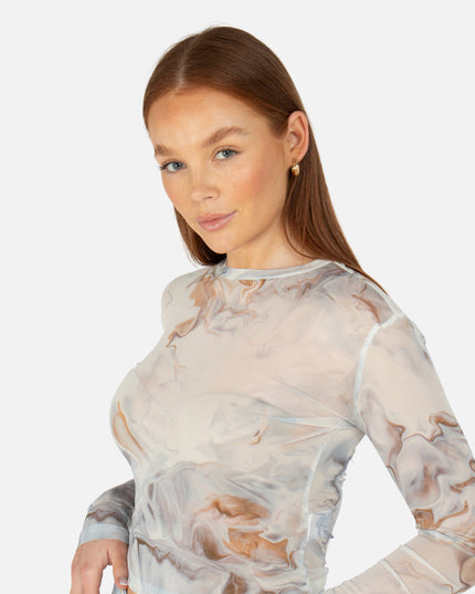 ALLURE MESH LONG SLEEVE TOP CALCATTA
