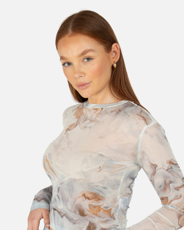 ALLURE MESH LONG SLEEVE TOP CALCATTA