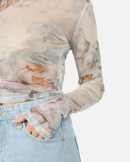 ALLURE MESH LONG SLEEVE TOP CALCATTA