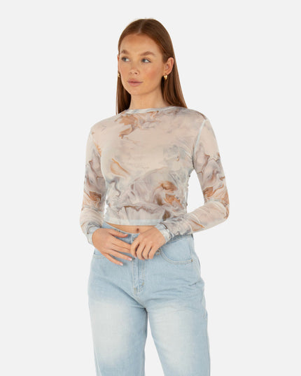 ALLURE MESH LONG SLEEVE TOP CALCATTA
