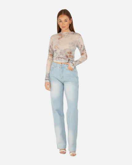 ALLURE MESH LONG SLEEVE TOP CALCATTA
