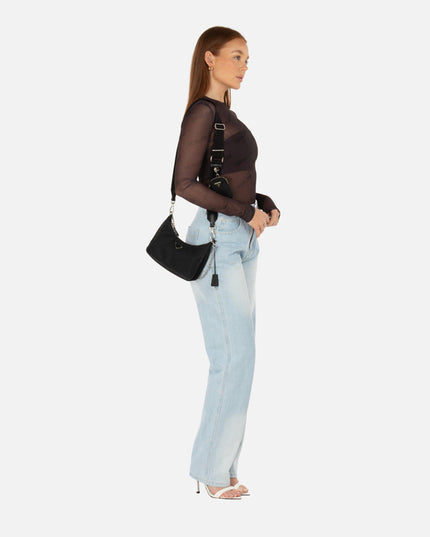 ALLURE MESH LONG SLEEVE TOP BLACK