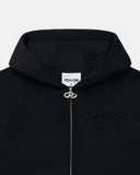 LEGACY ZIP HOODIE V2 BLACK - front hood zip