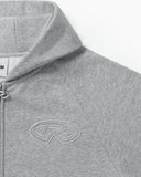 LEGACY ZIP HOODIE V2 GREY MARLE - collar emblem