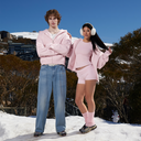 GLIMMER LOGO ZIP HOODIE POWDER PINK