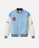 REALISM AND DISNEY CHARACTER VARSITY JACKET WASHED BLUE