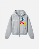 REALISM AND DISNEY MICKEY MOUSE ZIP HOODIE GREY MARLE