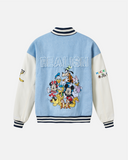REALISM AND DISNEY CHARACTER VARSITY JACKET WASHED BLUE