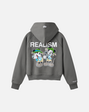 REALISM AND DISNEY OI OI ZIP HOODIE COOL GREY