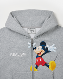 REALISM AND DISNEY MICKEY MOUSE ZIP HOODIE GREY MARLE