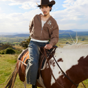 HORSE PATCH ZIP HOODIE EARTH