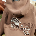 HORSE PATCH ZIP HOODIE EARTH