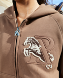 HORSE PATCH ZIP HOODIE EARTH