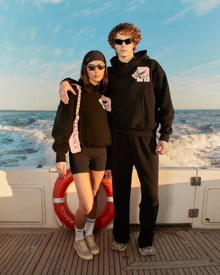 COLLEGE TEAM HOODIE MIDNIGHT PEACH