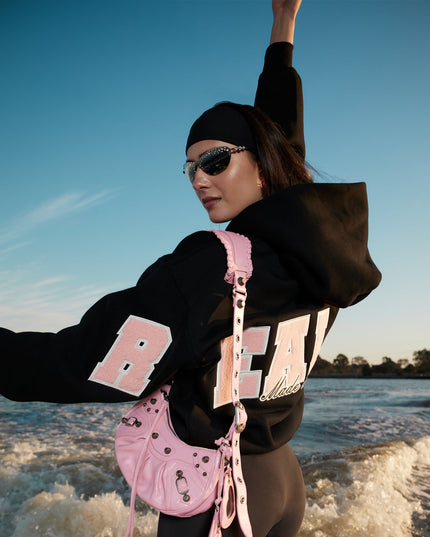 COLLEGE TEAM HOODIE MIDNIGHT PEACH