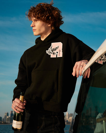 COLLEGE TEAM HOODIE MIDNIGHT PEACH