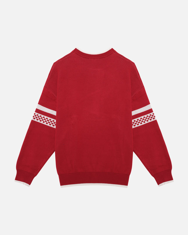 SPORTY LINES KNIT SWEATER RED