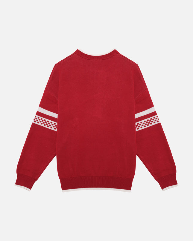 SPORTY LINES KNIT SWEATER RED