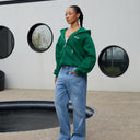 STUDIO ZIP HOODIE PINE GREEN