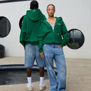 STUDIO ZIP HOODIE PINE GREEN